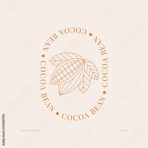 Cocoa bean minimalist outline illustration. Abstract style design template. Chocolate cacao beans. Vector illustration