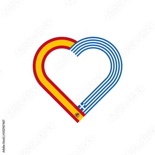 unity concept. heart ribbon icon of spain and greece flags. vector illustration isolated on white background
