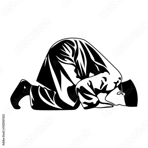 illustration of people prostrating prayer