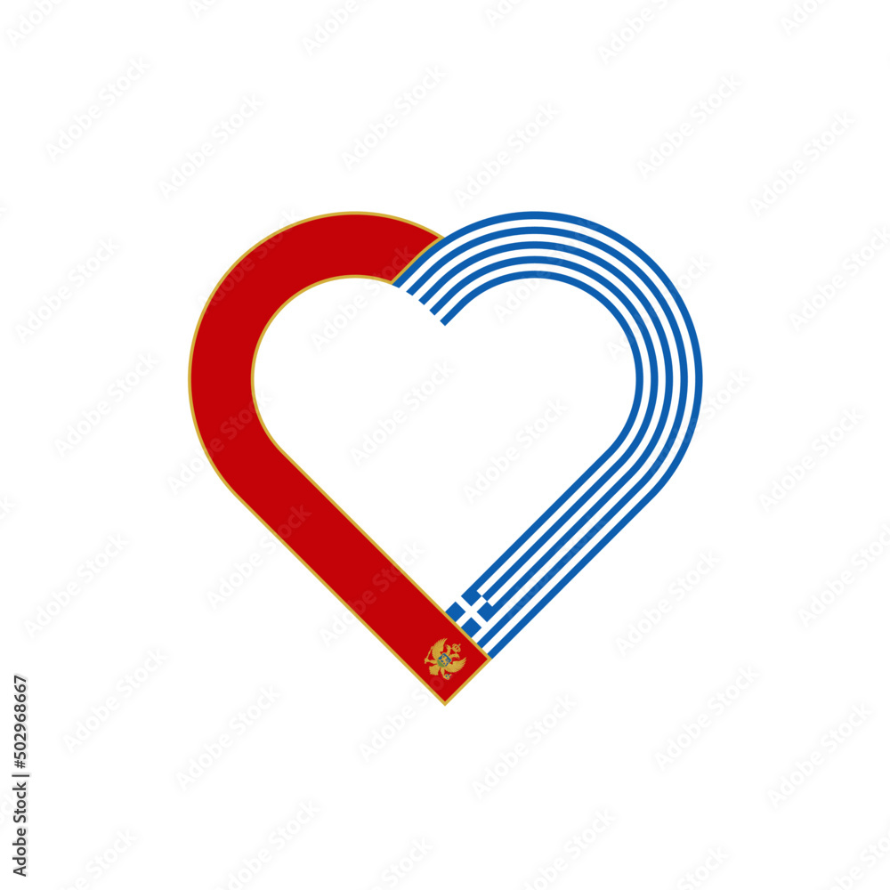 unity concept. heart ribbon icon of montenegro and greece flags. vector illustration isolated on white background unity concept. heart ribbon icon of montenegro and greece flags. vector illustration isolated on white background