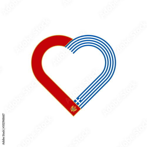 unity concept. heart ribbon icon of montenegro and greece flags. vector illustration isolated on white background