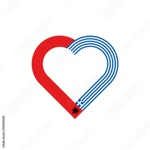 unity concept. heart ribbon icon of albania and greece flags. vector illustration isolated on white background