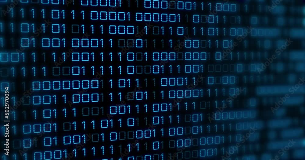 Animation of blue binary code changing on black background Animation of blue binary code changing on black background