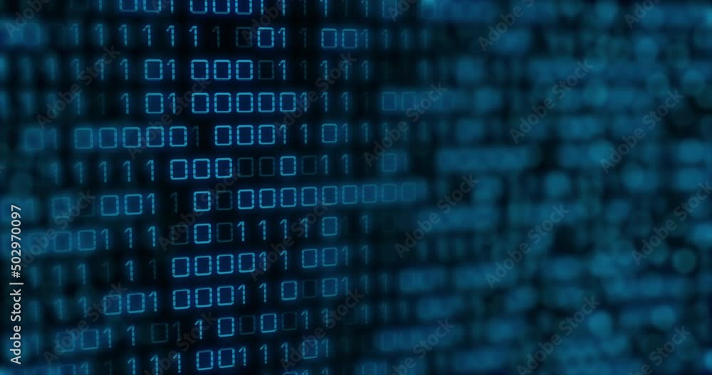 Animation of blue binary code changing on black background Animation of blue binary code changing on black background