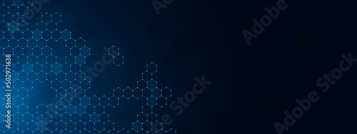 Geometric abstract background of innovation technology concept. Vector illustration Hexagon pattern, molecular structure, genetic engineering. Concepts and ideas for technology, science, and medicine