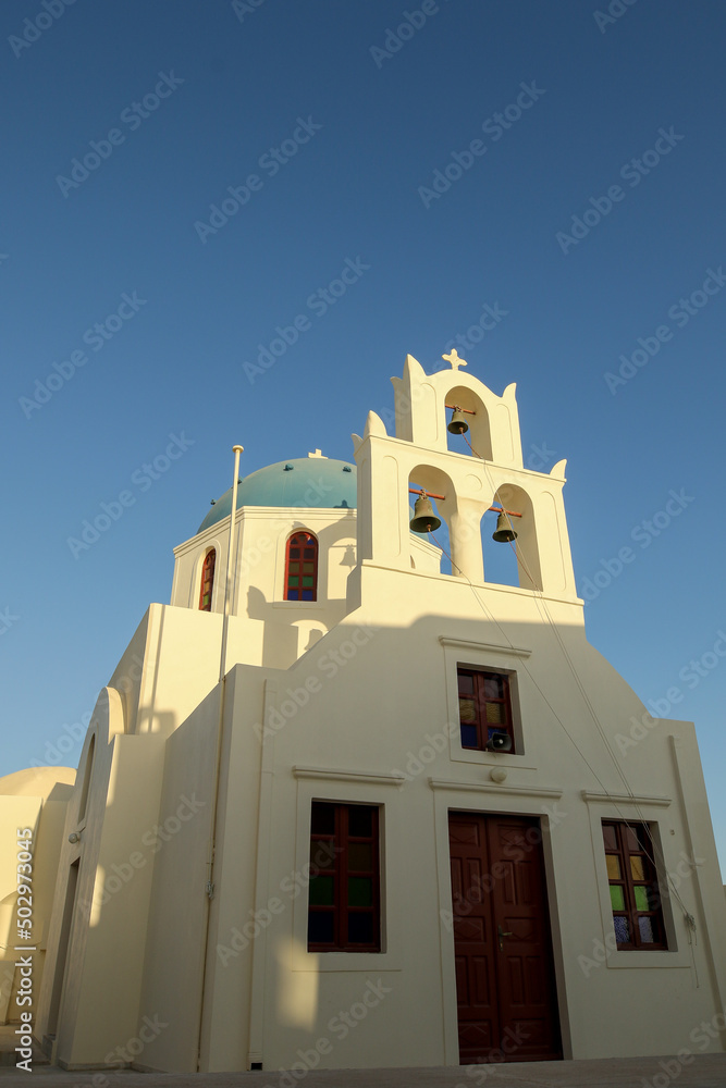 Small blue and white church, Santorini, Greece