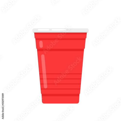 Red beer cup vector. Red plastic cup isolated on white background.

