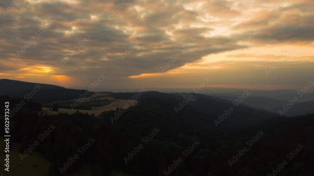 beautiful sunset in the mountains, recorded from a drone beautiful sunset in the mountains, recorded from a drone