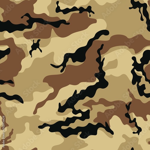 Abstract camouflage sand texture, seamless pattern, military uniform, disguise. Ornament