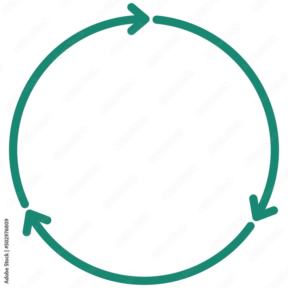 Simple vector modern linear icon of a triple round arrow. Turquoise outline pictogram isolated on transparent background Simple vector modern linear icon of a triple round arrow. Turquoise outline pictogram isolated on transparent background