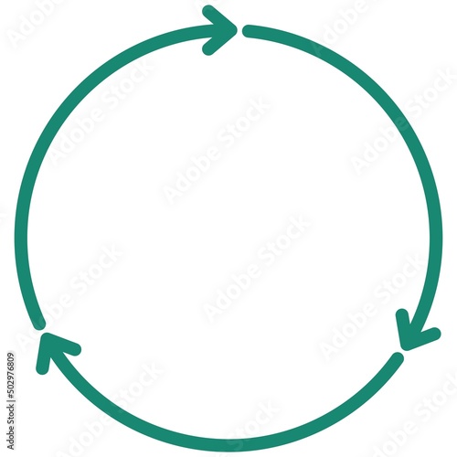 Simple vector modern linear icon of a triple round arrow. Turquoise outline pictogram isolated on transparent background