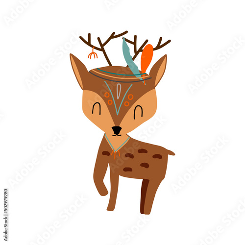 Funny deer Cute scandinavian style vector illustration isolated on white background for your design.
