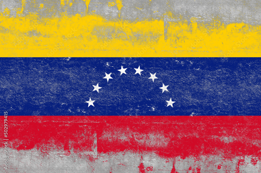 Venezuela flag painted on a distressed old iron sheet