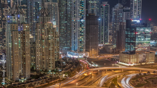 Dubai Marina highway intersection spaghetti junction night timelapse