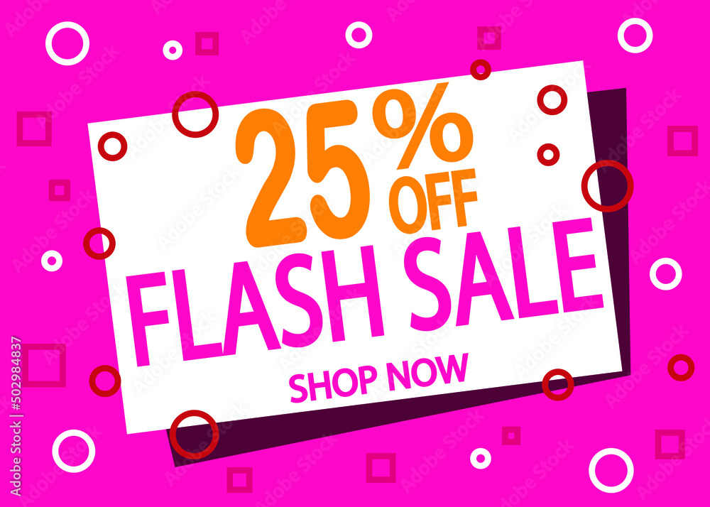 Flash sale 25% off. Creative banner design for price reduction and product sale