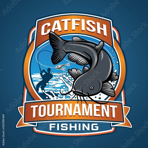 Catfish Fishing Logo Mascot Vector Design