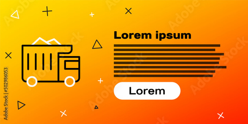 Line Large industrial mining dump truck icon isolated on yellow background. Big car. Colorful outline concept. Vector