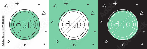Set No GMO icon isolated Set background. Genetically modified organism acronym. Dna food modification. Vector