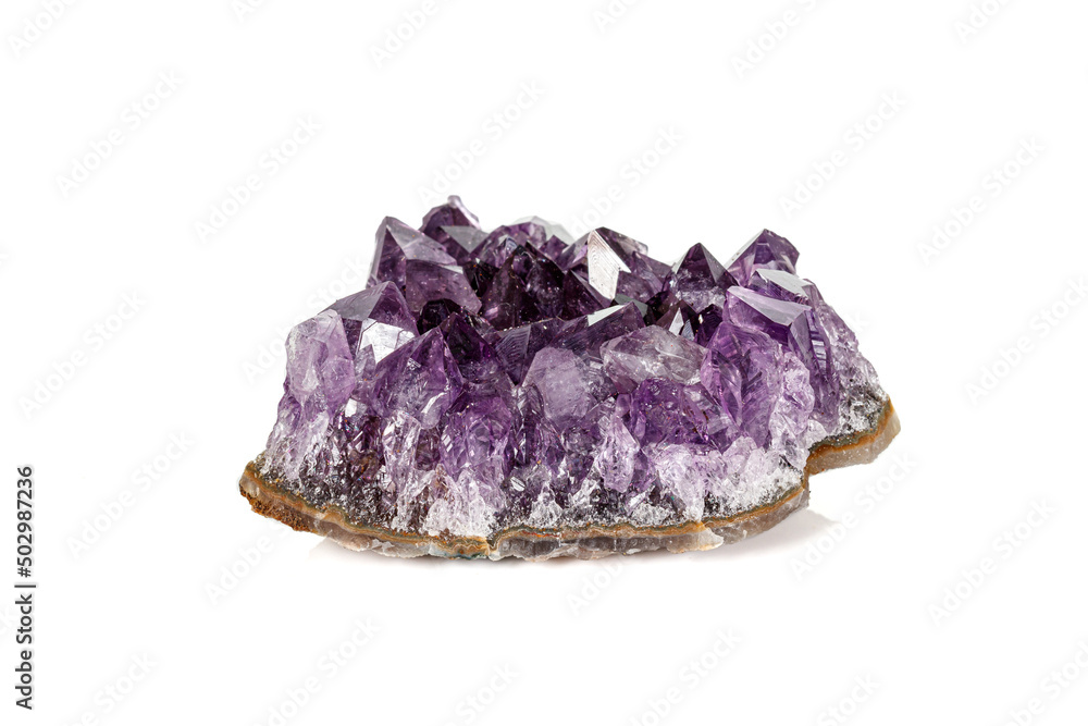 Amethyst Crystal Druse macro mineral on white background Amethyst Crystal Druse macro mineral on white background