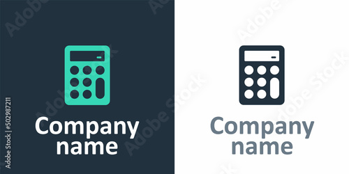 Logotype Calculator icon isolated on white background. Accounting symbol. Business calculations mathematics education and finance. Logo design template element. Vector