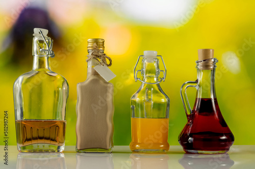 stylish bottles and colorful alcohol