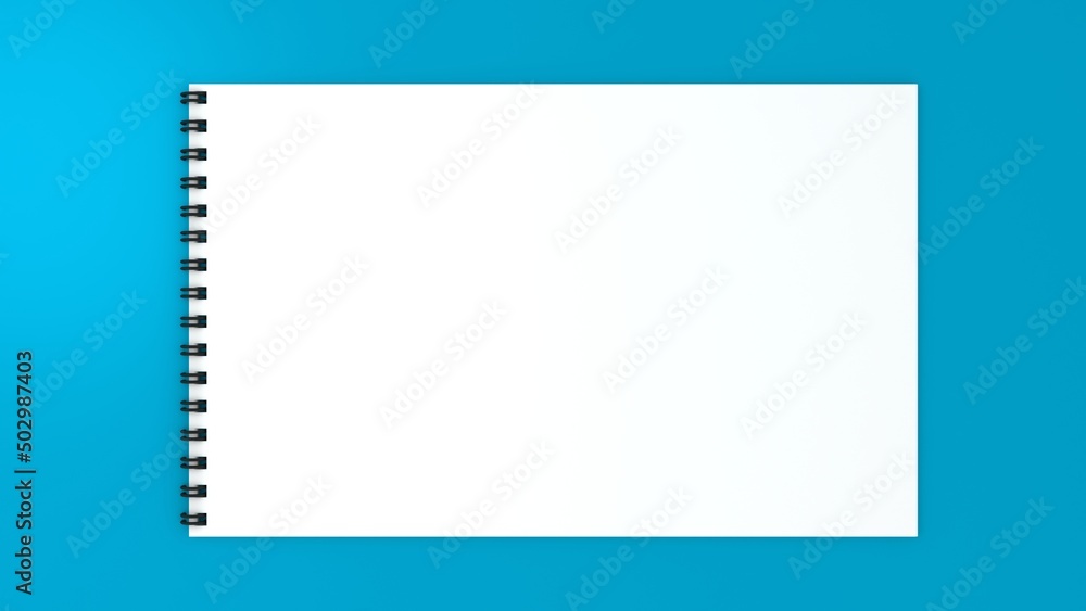 Mockup blank paper notebook or notepad on blue background.
Mockup blank paper notebook or notepad on blue background.
