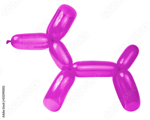 Purple balloon dog model party fun isolated on the white background