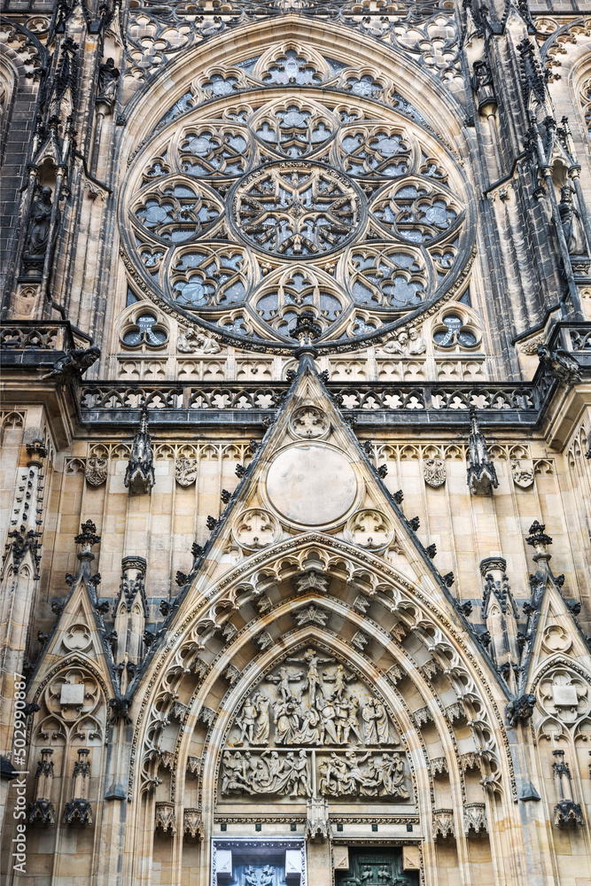 Fototapeta premium Czech Republic, Prague. St. Vitus Cathedral, western facade. Decorations. Fragment