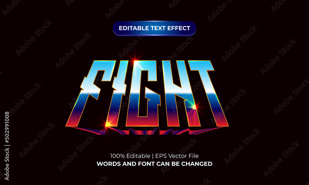 Fototapeta premium Fight modern comic style 3d editable text effect graphic style