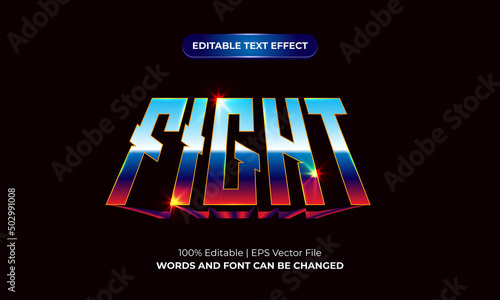 Fight modern comic style 3d editable text effect graphic style photo