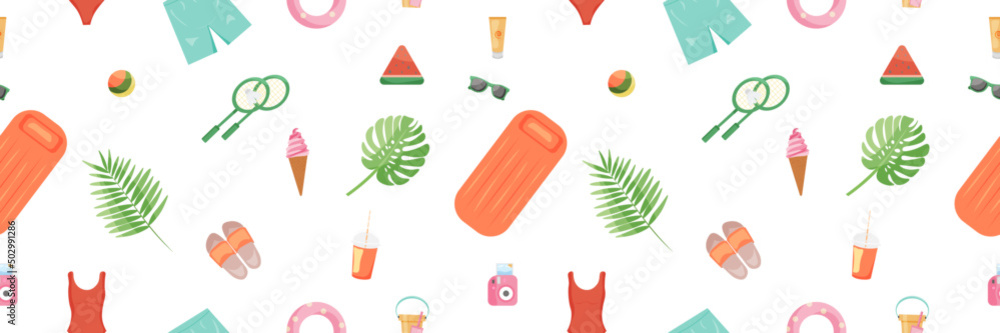 Vector Seamless pattern background for summer. Summer Icons . Stock ...