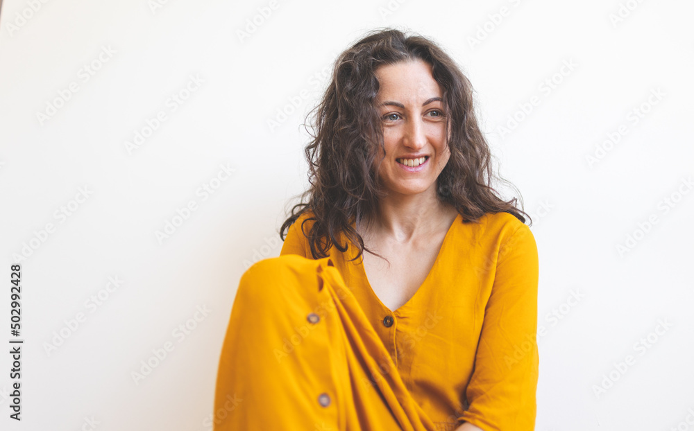 Portrait of a woman with curly hair Portrait of a woman with curly hair