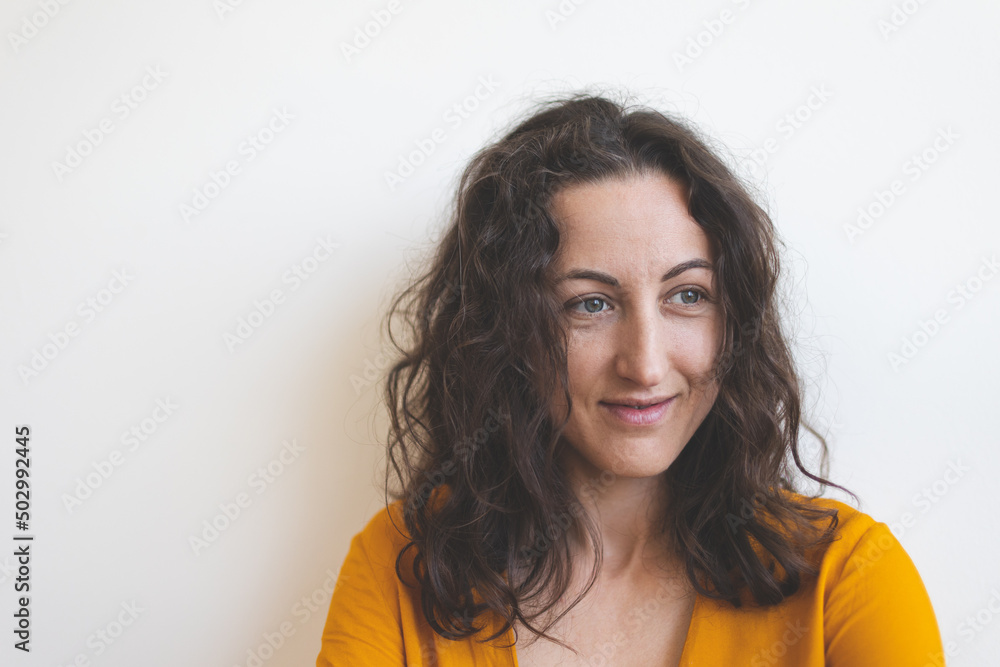 Portrait of a woman with curly hair Portrait of a woman with curly hair