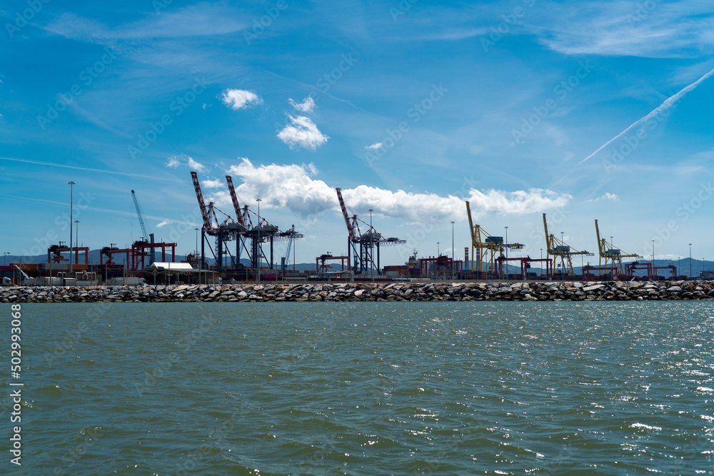 Obraz premium Commercial seaport View from the sea Livorno Tuscany Italy