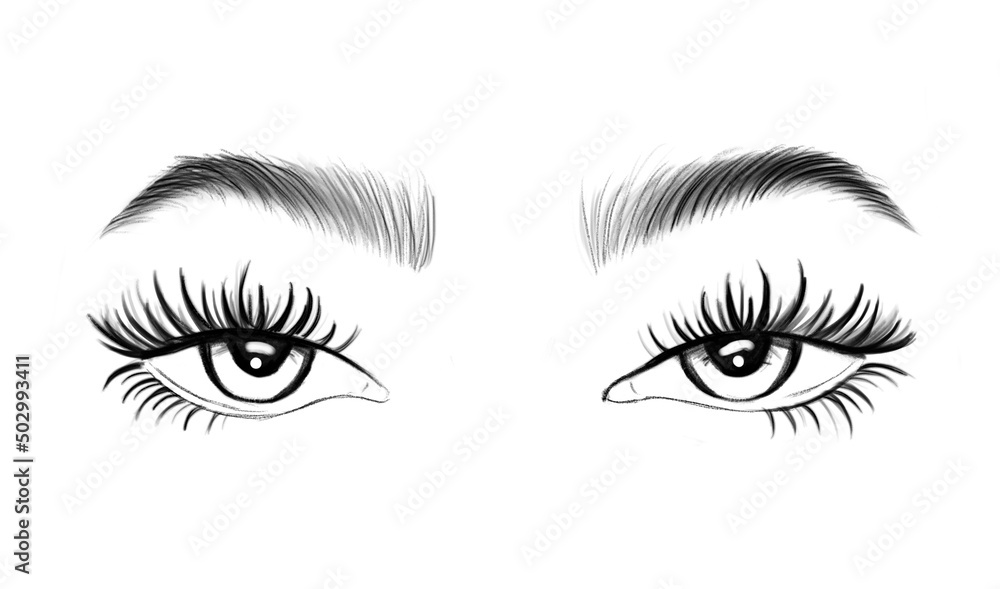 Illustrazione Stock Face chart eyes. Beautiful woman portrait. Makeup  Artist Blank. Face chart for makeup artist | Adobe Stock