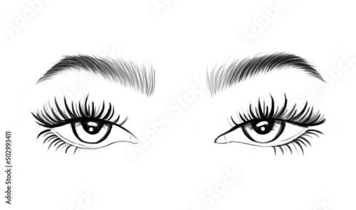 Face chart eyes. Beautiful woman portrait.  Makeup Artist Blank. Face chart for makeup artist