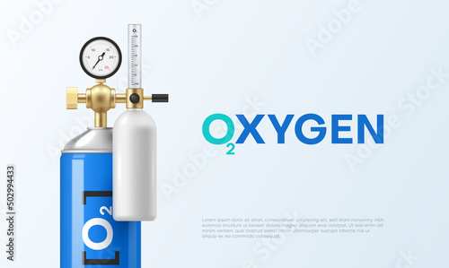 Oxygen therapy realistic banner template with place for text vector illustration