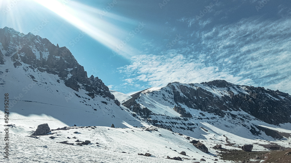 snow covered mountains