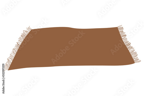 vector rug with fringe in brown color for cozy home