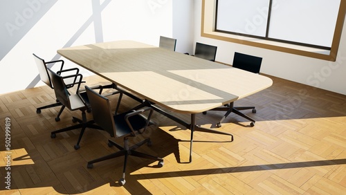 Meeting room or conference room in office building - 3D Rendering © Adobe Contributor