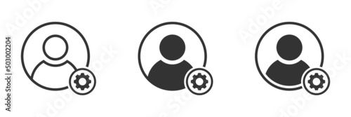 Man and gear icon. Man and cog sign. Vector illustration.