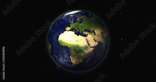 Earth globe rotating world view from space 3d illustration