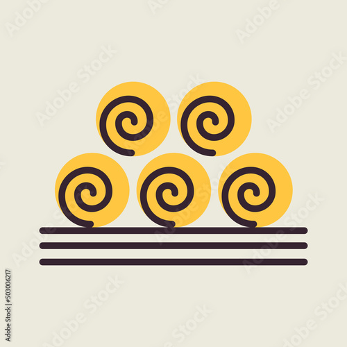 Round hay bales isolated vector icon