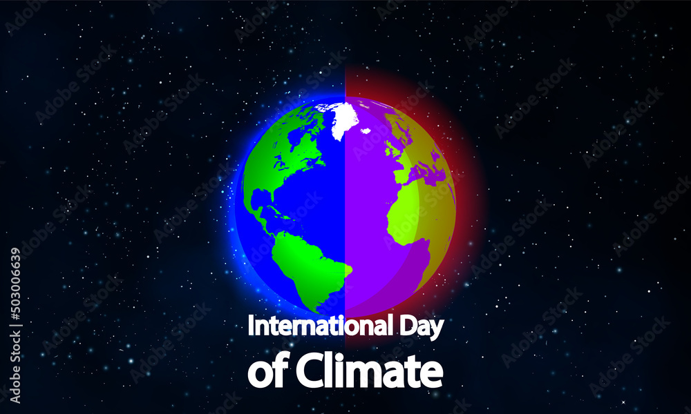 International Day of Climate planet in space, vector art illustration.