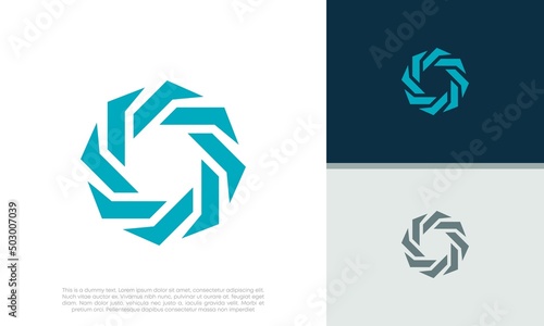 Abstract artificial intelligence logo. Innovative high tech logo template. Smart computer. machine learning. Cognitive logo. Technology Logo.