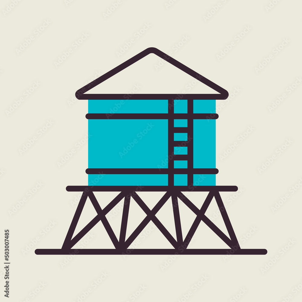 Water tower vector isolated icon Water tower vector isolated icon