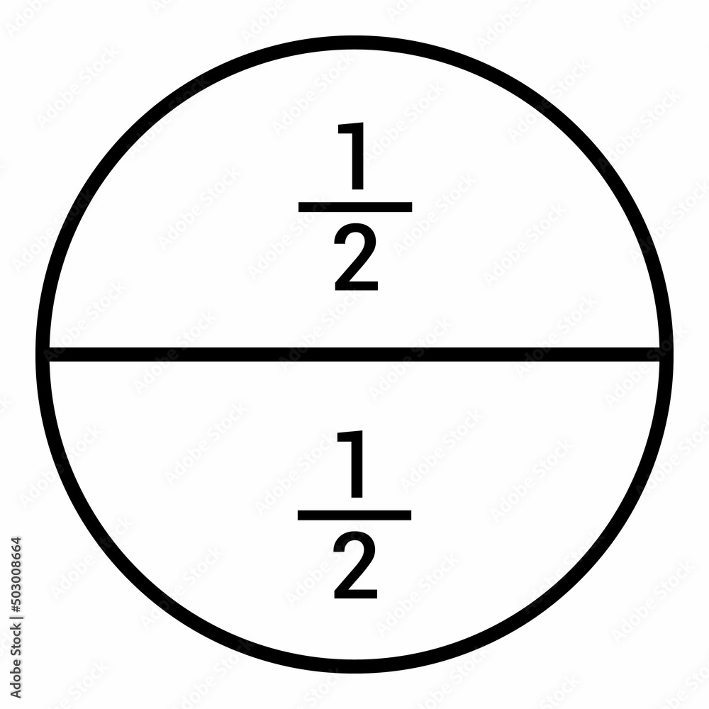 one half fraction circle with fraction number one half fraction circle with fraction number