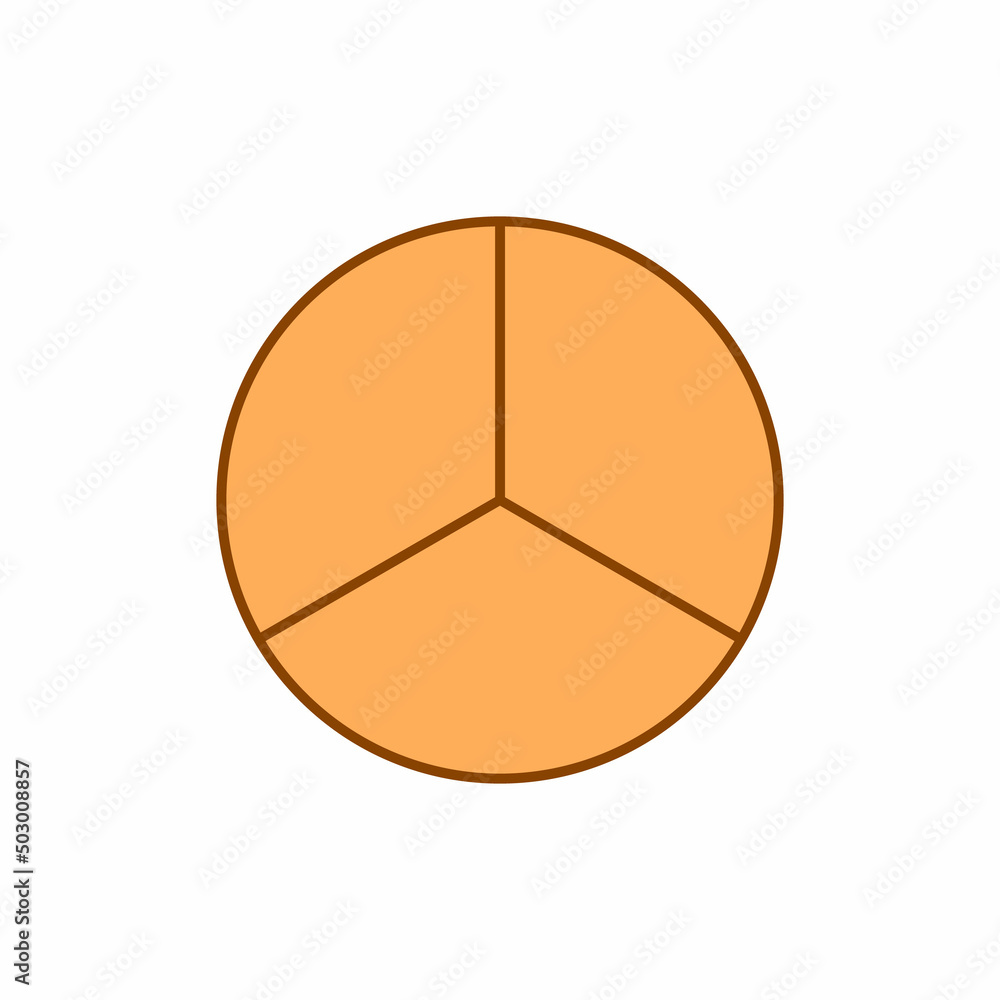 Pie chart with three same size sectors vector illustration on white background Pie chart with three same size sectors vector illustration on white background