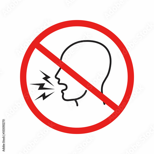 Vector illustration of do not shout sign. Outline.