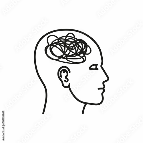 Vector illustration of squiggle in head. Depression concept.
